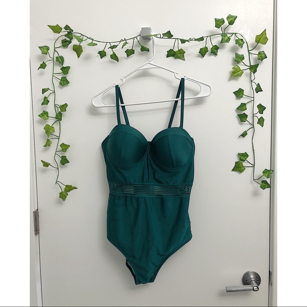 Plus Mesh Insert Underwire One-Piece Swimsuit